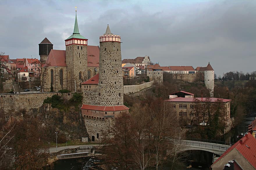 bautzen, město, historické centrum, Sasko, historicky, věže, vodní umění, městská zeď, upevnění, spree