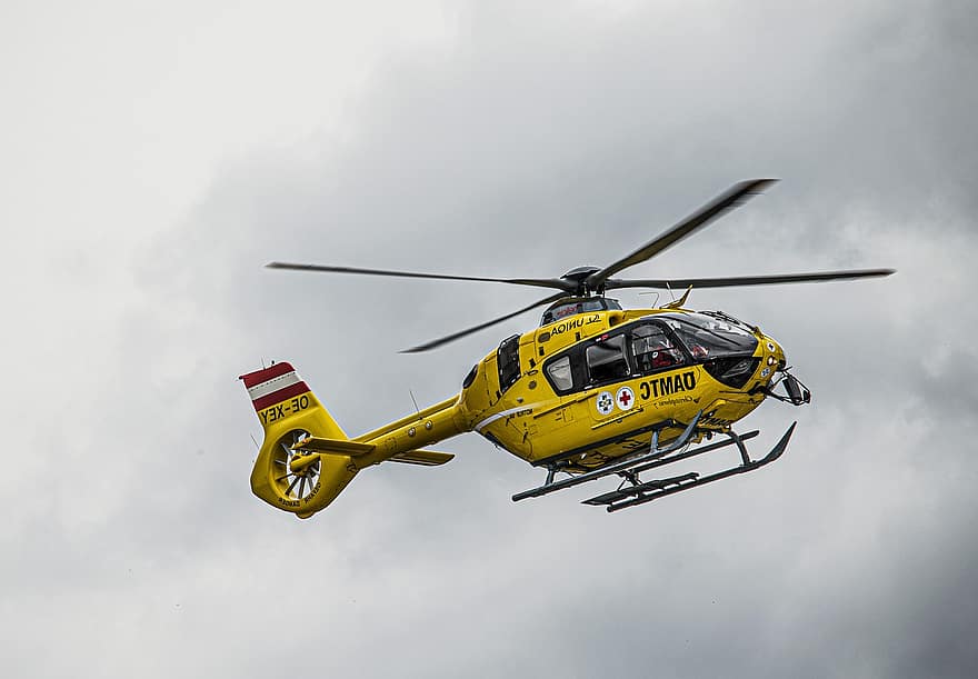 ヘリコプター、黄、天使、Åamtc、エアー救急車、クリストフェルス、7、山岳救助