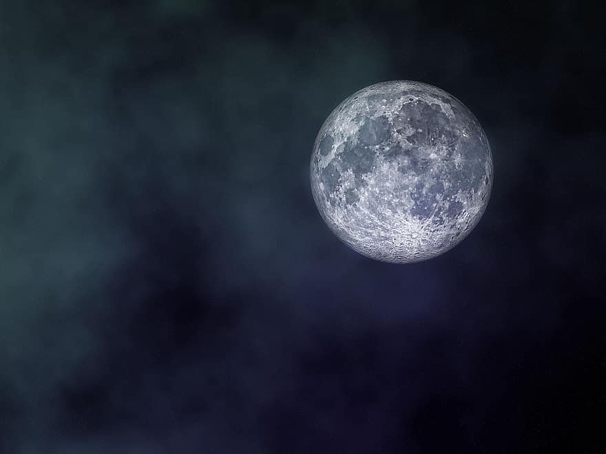 Luna, Luna piena, cielo, cielo notturno, lunare, chiaro di luna, notte, scenario, cielo nero, cielo scuro