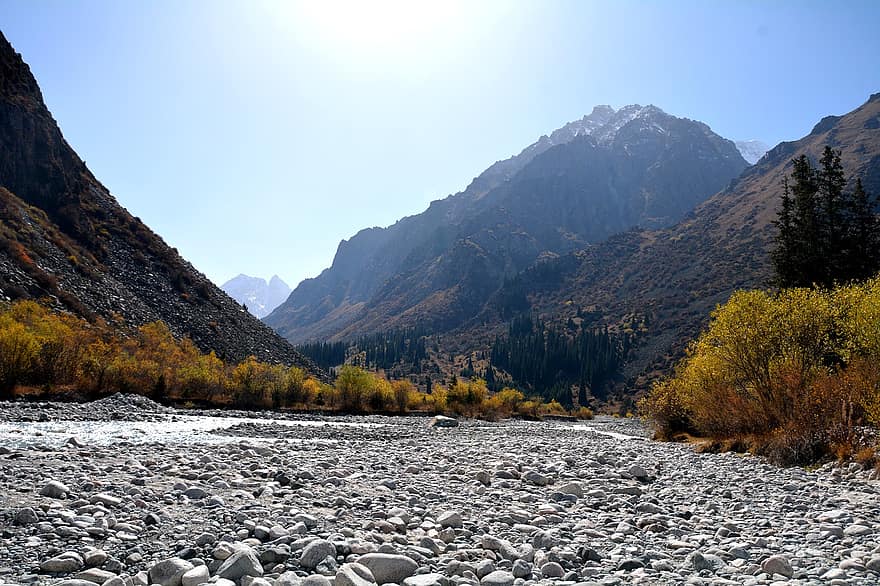 Berge, Natur, Wald, Herbst, Kirgisistan, Landschaft