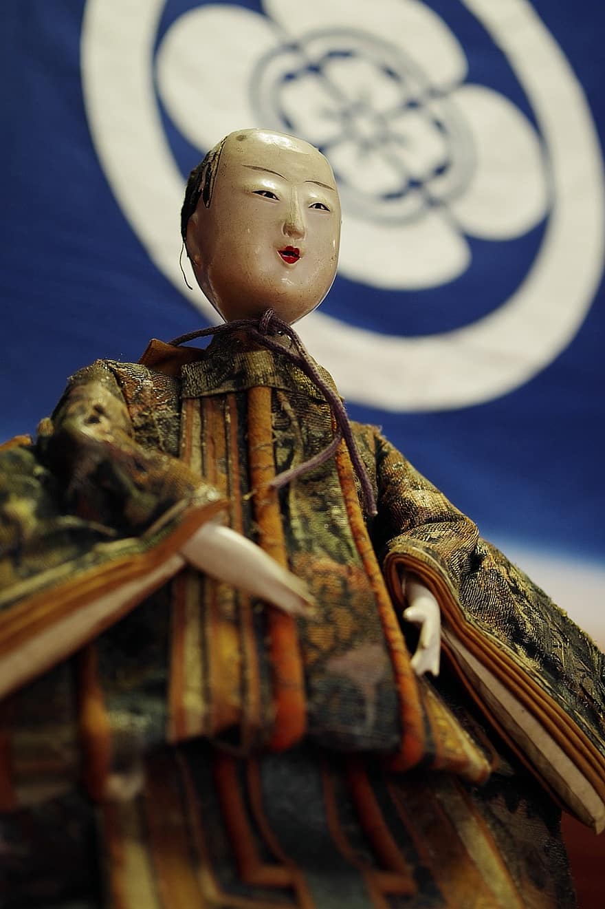 Лялька-самурай Тайшо, лялька, антикварний, японська лялька, Лялька самурай, класичний, Вінтаж, старий, іграшка