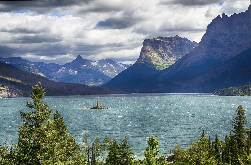 Lake, Mountains, Nature, Mountain Range, Water, Scenery, Scenic, Countryside, Glacial Lake, Saint Mary Lake, Glacier National Park