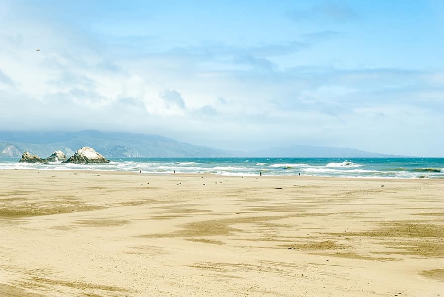 Beach, San Francisco, Ocean, California, Water, Landscape, Coast, Bay, Travel, Skyscape, America