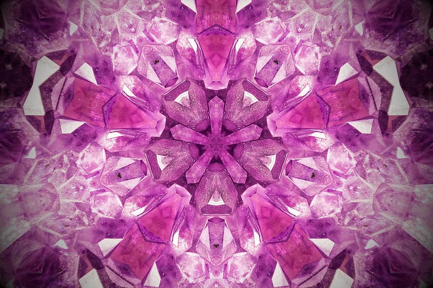 Розови скъпоценни камъни, розов фон, калейдоскоп, тапети, розетка, заден план, декор, симетричен, текстура, графичен, дигитално изкуство