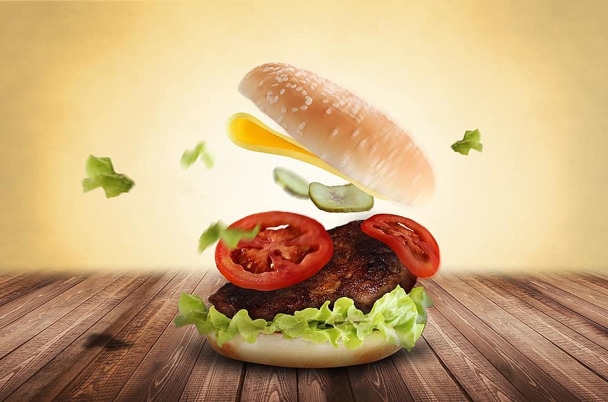burger, hamburger, spise, nydelig, hurtigmat, mat, søppelmat, matbit, velsmakende, grille, grill