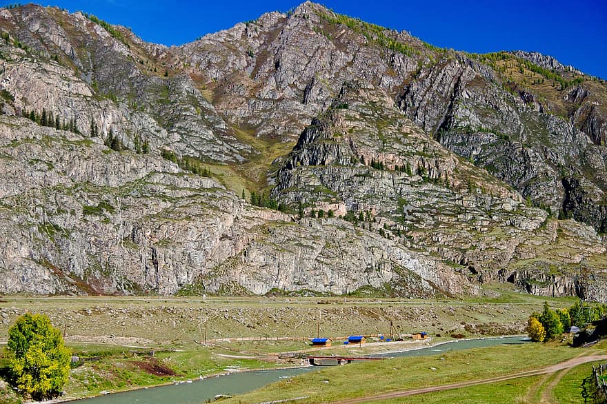 fjellene, elv, Chuya, høst, Altai