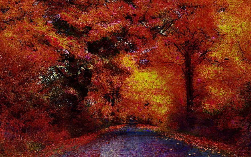 l'automne, ruelle, Grunge Art