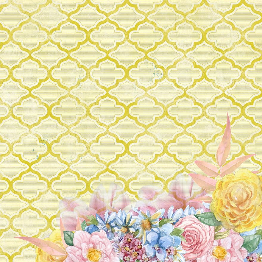 Yellow, Flower, Scrapbook, Craft, Paper, Template, Empty, Spring, Roses, Nature, Romance
