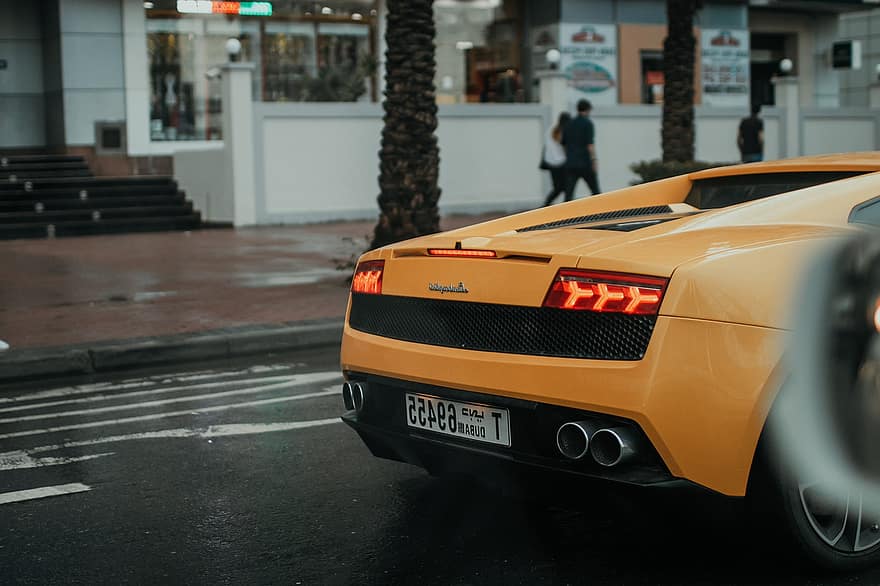 lamborghini, mașină, super masina, masina galbena, stradă, Lamborghini galben, Dubai, uae, transport, viteză, vehiculul terestru