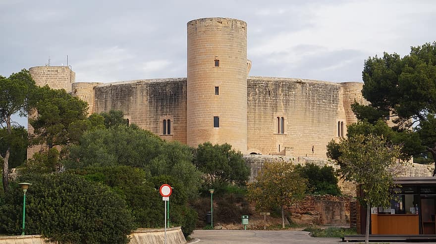 Castelo Bellver, castelo, estrada, Palácio, construção, torre, ponto de referência, histórico, turismo, palma, Maiorca