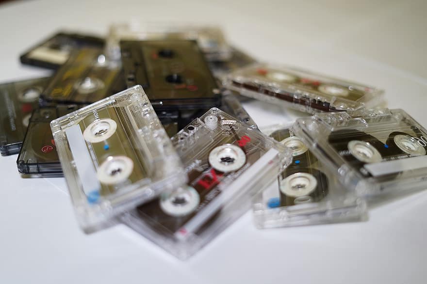 kassette, lyd, musik, årgang, analog, bånd