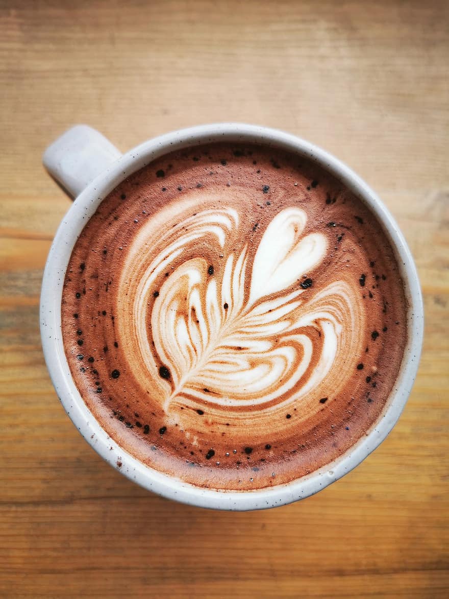 kuppi, kahvi, latte art, latte, kuppi kahvia, kahvikuppi, Kofeiini, muki, tasainen, juoda, kuuma kahvi