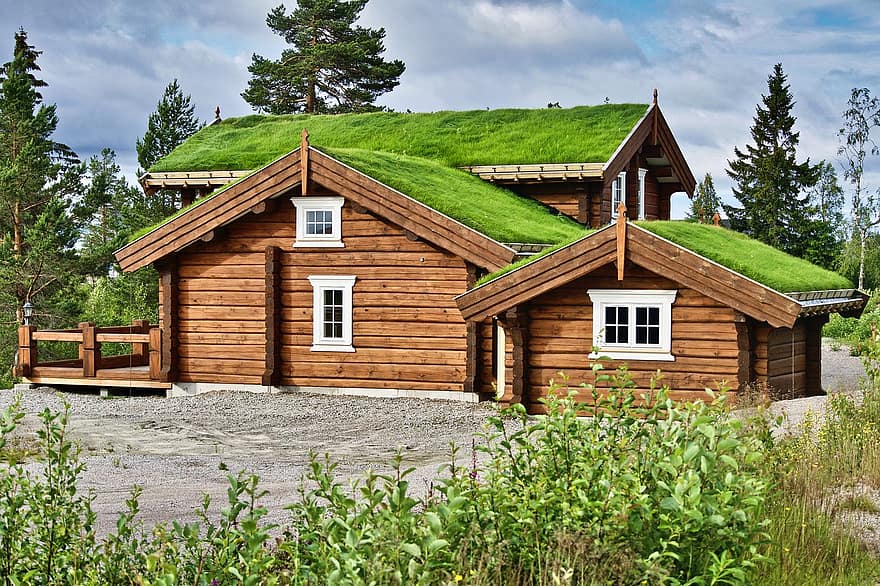 주택들, 선실, 잔디 지붕, 스웨덴, 코티지