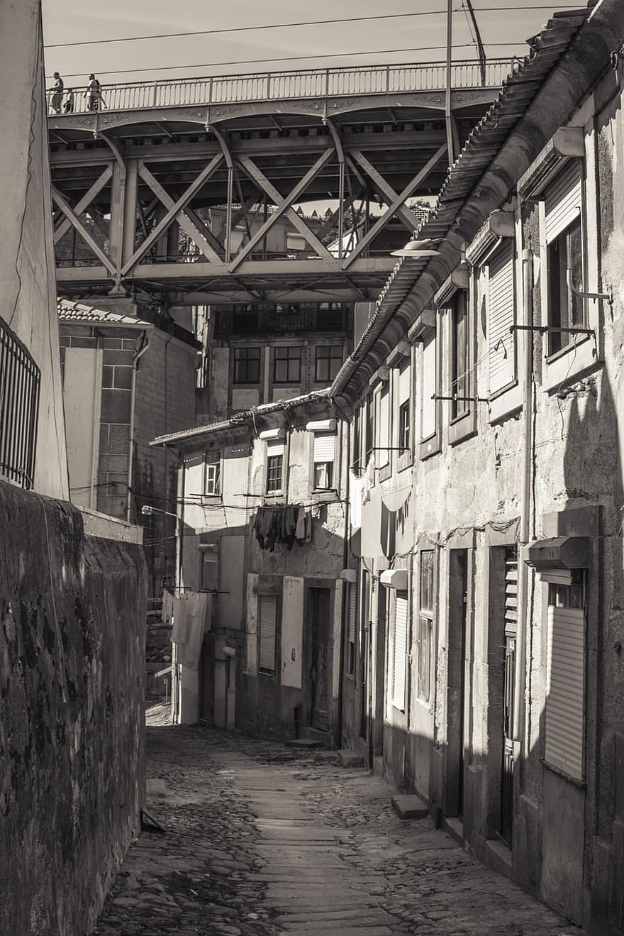 porta, beco, Portugal, rua, fachada, cidade, casa