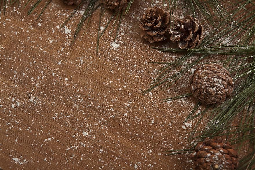 Pine Cones, Decoration, Season, Christmas, Snow, Winter, backgrounds, wood, close-up, celebration, pine cone