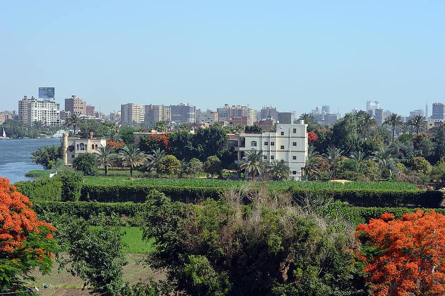 काहिरा, नदी, दाहाब द्वीप, Faridabad, cityscape, मिस्र, परिदृश्य