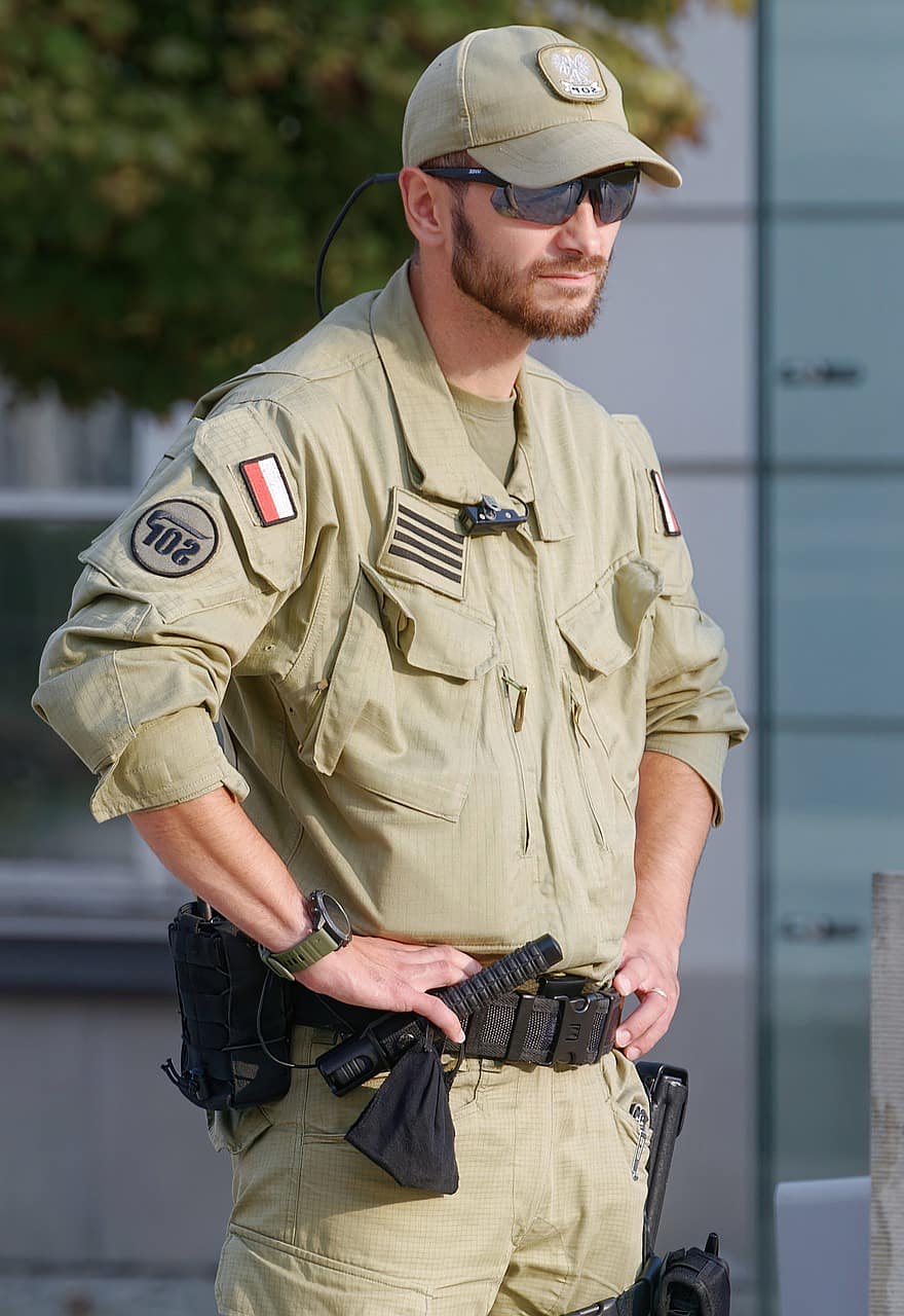 Man, Young, Beard, Person, Guard, Museum, Uniform, Arms, Security, Building, Protection