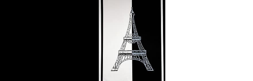 Parīze, māksla, augsts kontrasts, Eifeļa tornis, melns un balts