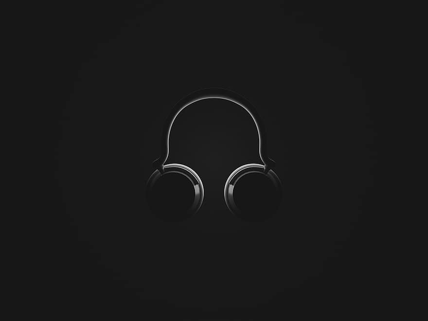 headphone, headphone hitam, gelap, musik, earphone, pengeras suara, suara, headset