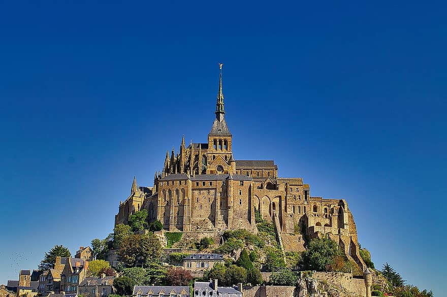 Mont Saint Michel, аббатство, архитектура, известное место, религия, история, христианство, на открытом воздухе, старый, культуры, экстерьер здания