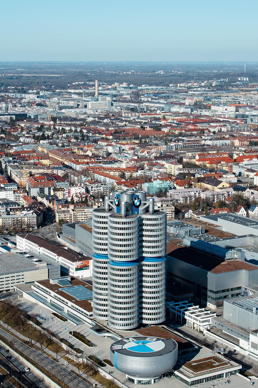bâtiment, gratte ciel, BMW, Gratte-ciel BMW, Munich, paysage urbain, architecture, quatre cylindres, construction, perspective, la bavière