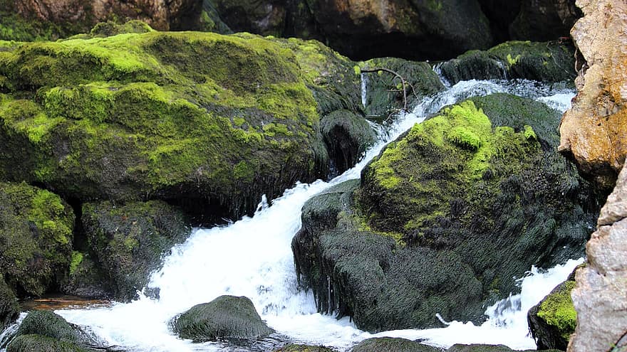 gollinger wasserfall, водопад, Австрия, голлинг ан дер салзач, поток, река, рок, вода, пейзаж, гора, зелен цвят
