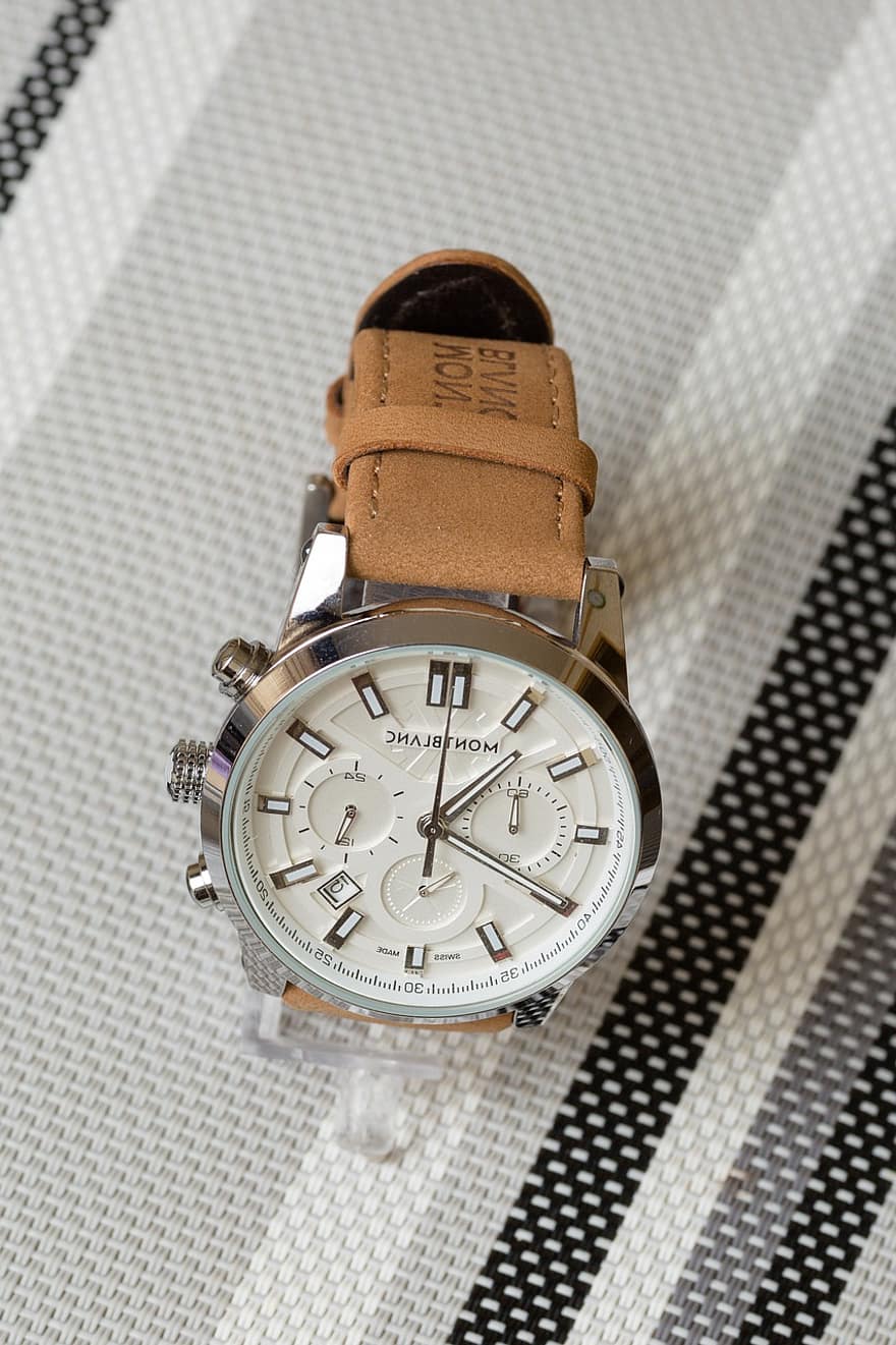 zegarek na rękę, zegarek, czas, montblanc, godziny, minuty, czasomierz, akcesorium, moda, projektant, zbliżenie