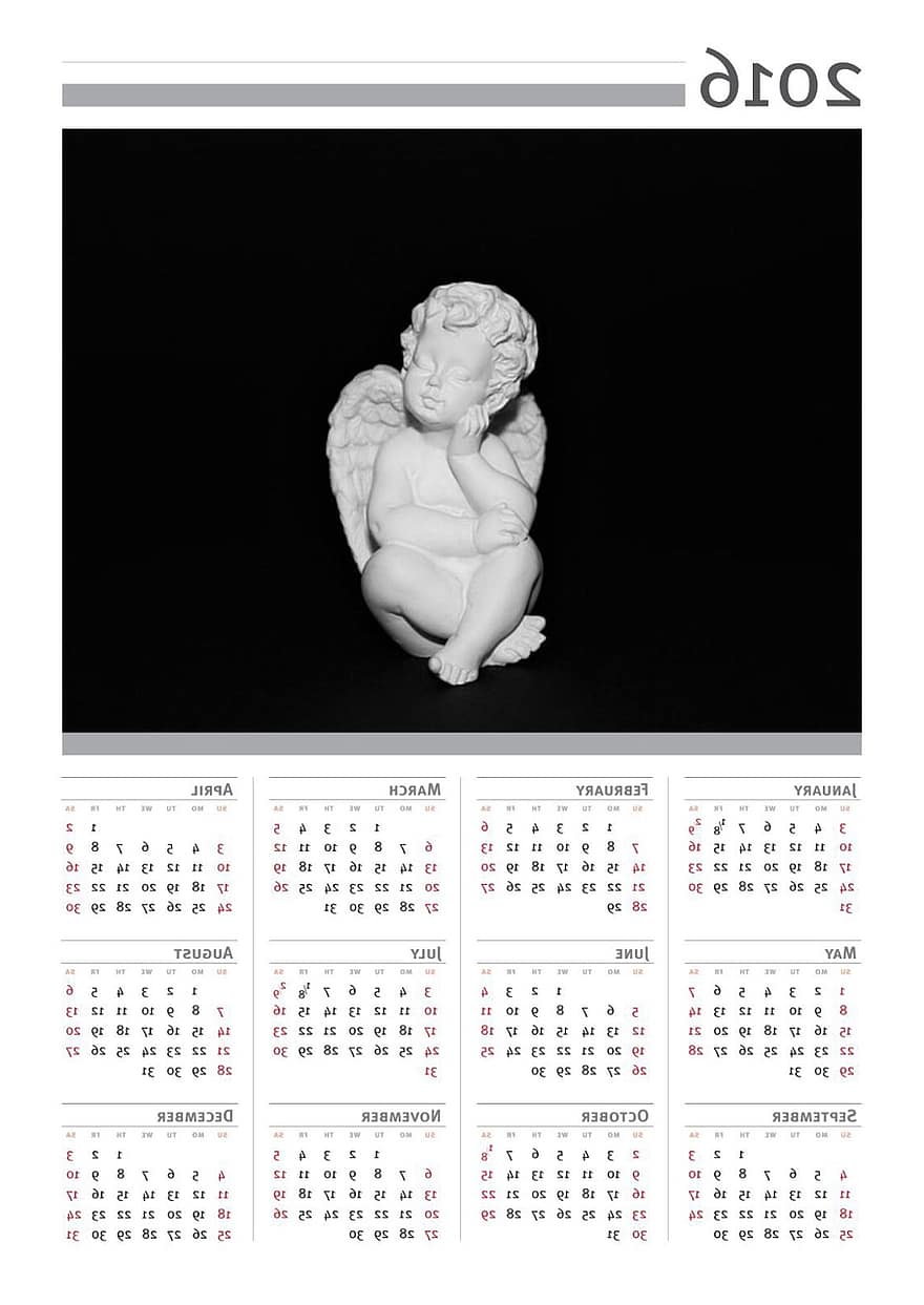 kalendarz, 2016, rok, data, planowanie