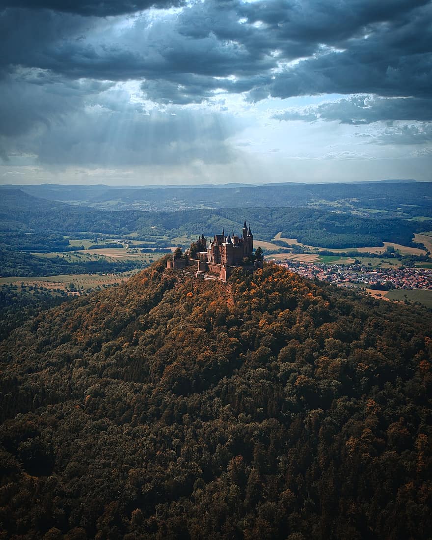 城、ファンタジー、空、ドイツ、風景、建築、中世、建物、要塞、歴史的に、おとぎ話