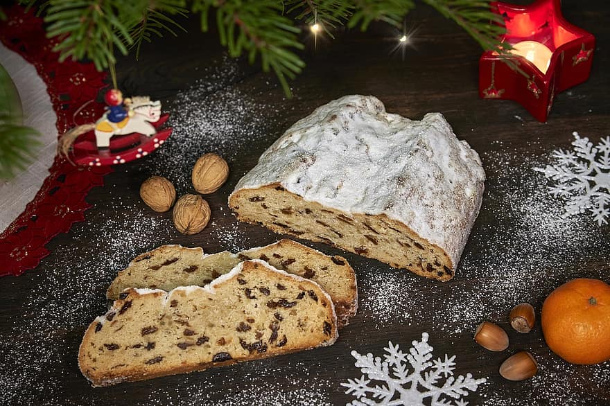Stollen, Natal stollen, Christstollen, roti, Roti Natal Jerman, roti natal, waktu Natal