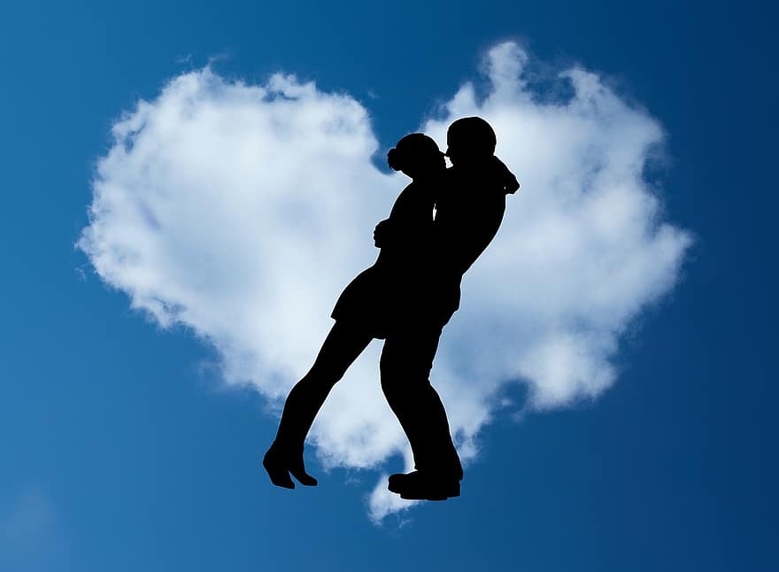 День святого Валентина, пара, любить, счастливый, облако, сердце, счастье, Рома, романс, Валентин, день