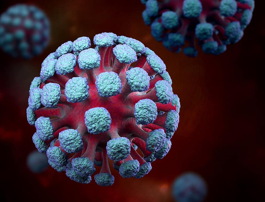 Covid-19, Coronavirus, Virus, Hintergrund, 3d render, 3D-Modell