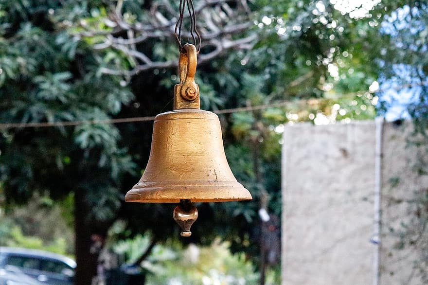 campana, Campana de cobre, culturas, religión, cristianismo, decoración, antiguo, de cerca, colgando, metal, solo objeto