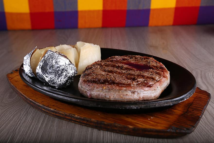 liellopu gaļa, steiks, mignons, proteīnu, grils, kartupeļu, grilēts, Meksika, liellopa steiks, Sartens