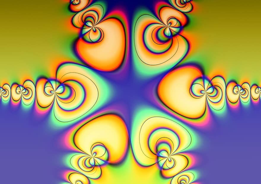 fractal, symmetria, kuvio, abstrakti, kaaos, kaoottinen, Kaaosteoria, tietokonegrafiikka, väri-, värikäs, psykedeelinen