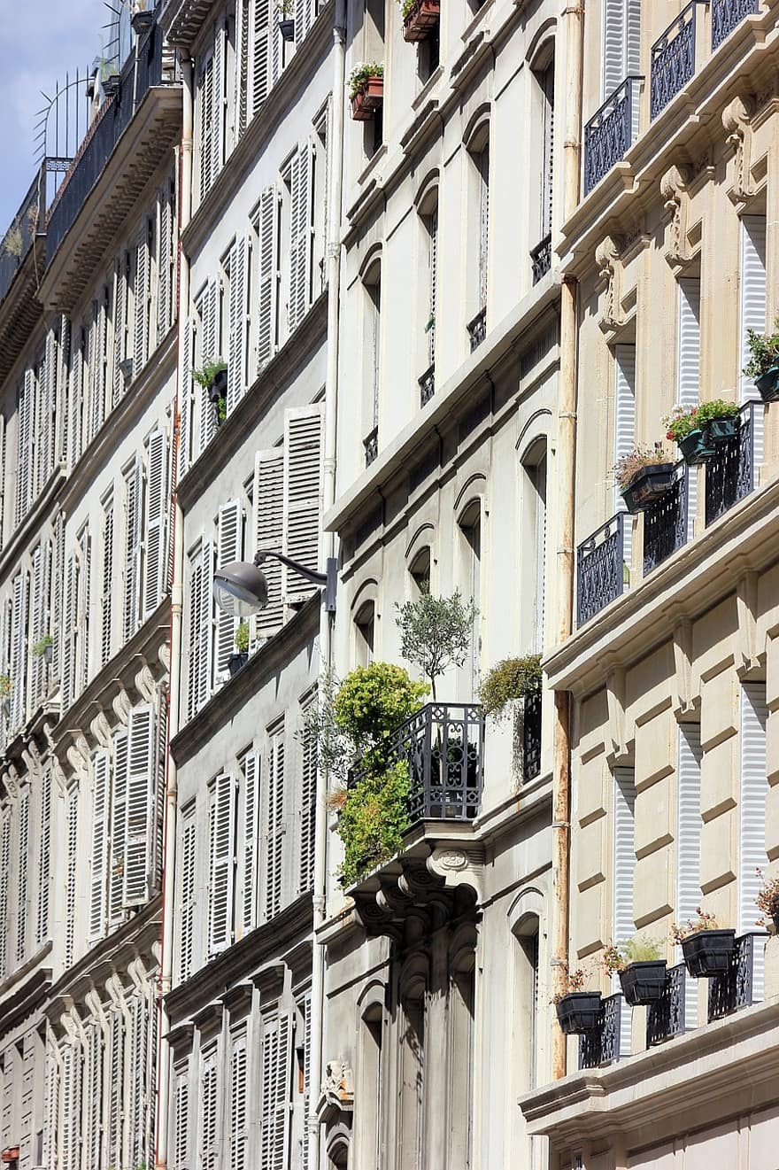 edificio, ventanas, balcón, arquitectura, París, Francia, capital, Europa