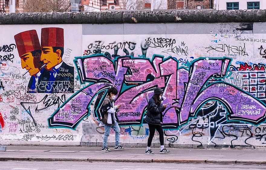 perete, zidul Berlinului, graffiti, artă, proiecta, oraș