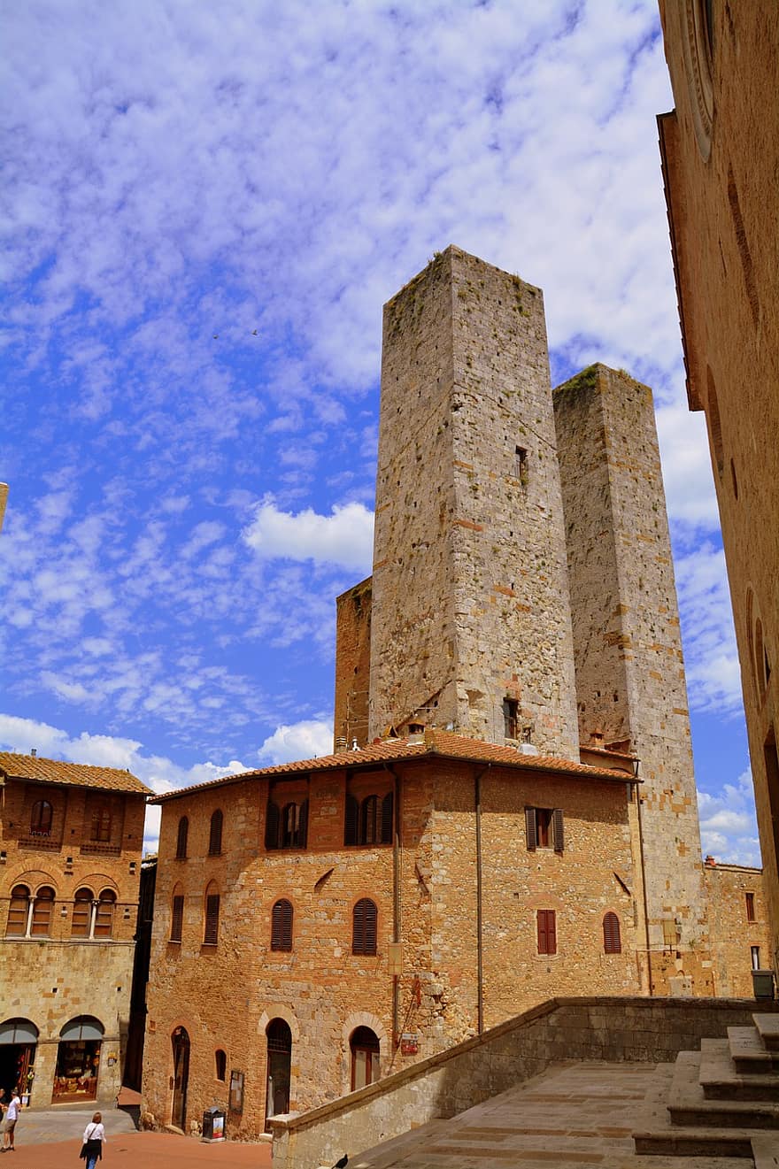 torre, tinggi, keagungan, megah, Arsitektur, konstruksi, santa gimignano, tuscany, Italia