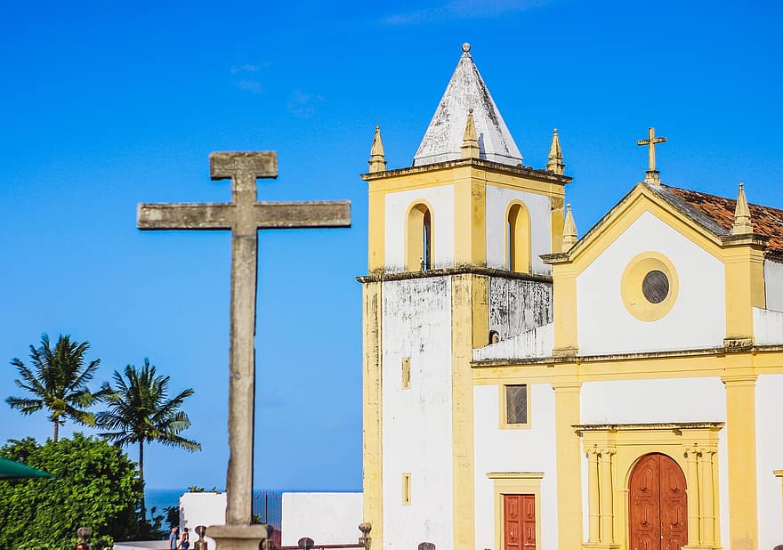 bažnyčia, koplyčia, Brazilija, olinda, pernambuco, architektūra, kraštovaizdį, religija