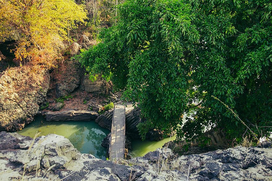 мост, водопад, природа, на открытом воздухе