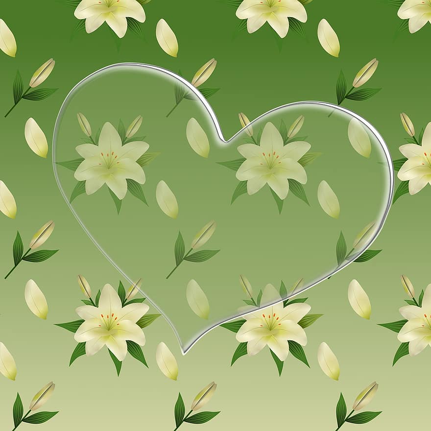 Liljekonval Bakgrunn, hjerte, hjertet av, gratulasjonskort, festlig, morsdag, blomst