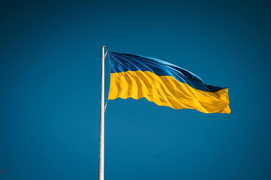 bandera, país, Ucraïna, dom, símbol, el patriotisme, blau, vent, referent nacional, volant, fons