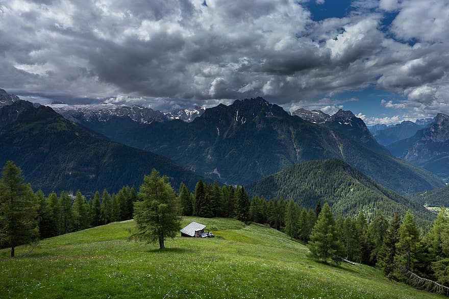 Dolomittene, Italia, natur, stillhet, Belluno, fjellene, ferie, Alpene, soloppgang, landskap, innsjø