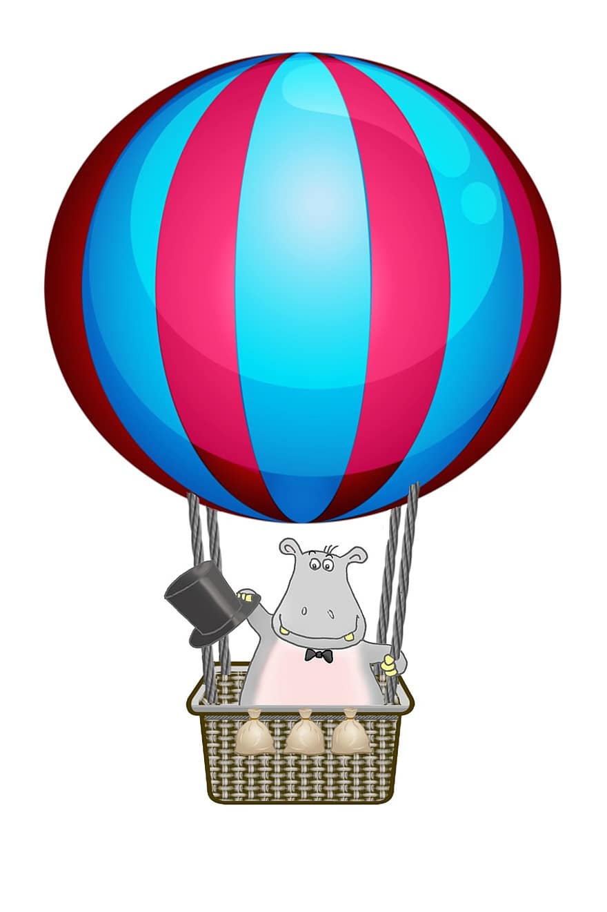 Nilpferd, Heißluftballon