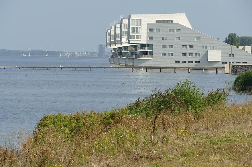casa, llac, ampolla, Els hostes de l'hotel poden fàcilment, Països Baixos, arquitectura, però, paisatge, aigua