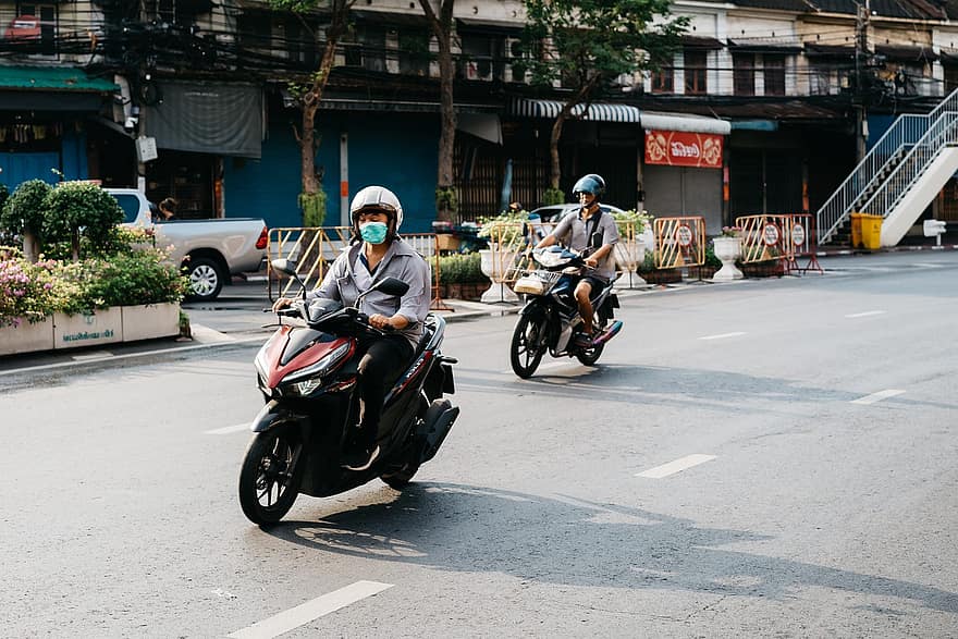 trafic, route, Thaïlande, transport, Asie, motocyclettes, vie courante, moto, Hommes, la vitesse, mode de transport