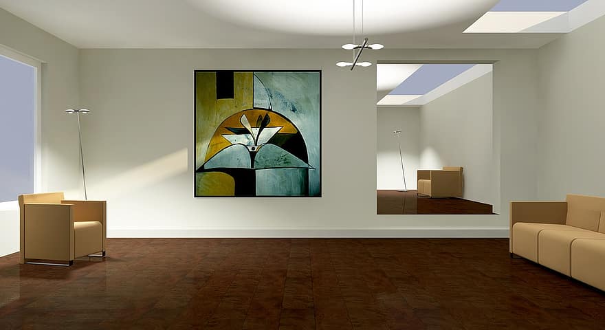 galeri, lichtraum, Güneş, gölge, oturma odası, apartman, grafik, sıva, mimari, canlı, 3d görselleştirme