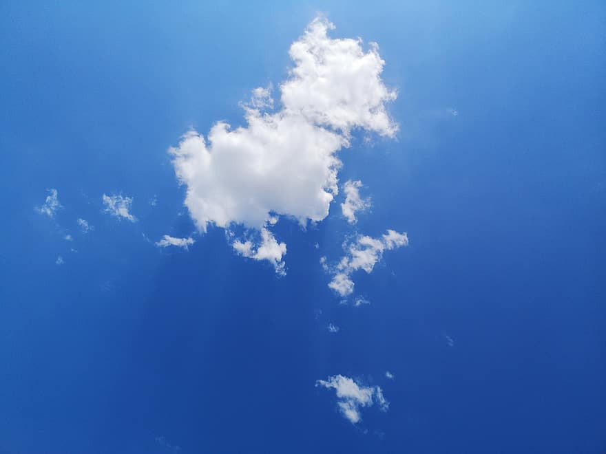 空、雲、屋外、積雲、空域、バックグラウンド、青、日、天気、きらきら、夏