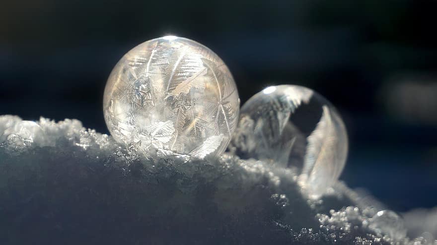 boble, ball, is, frossen, iskald, frost, eiskristalle