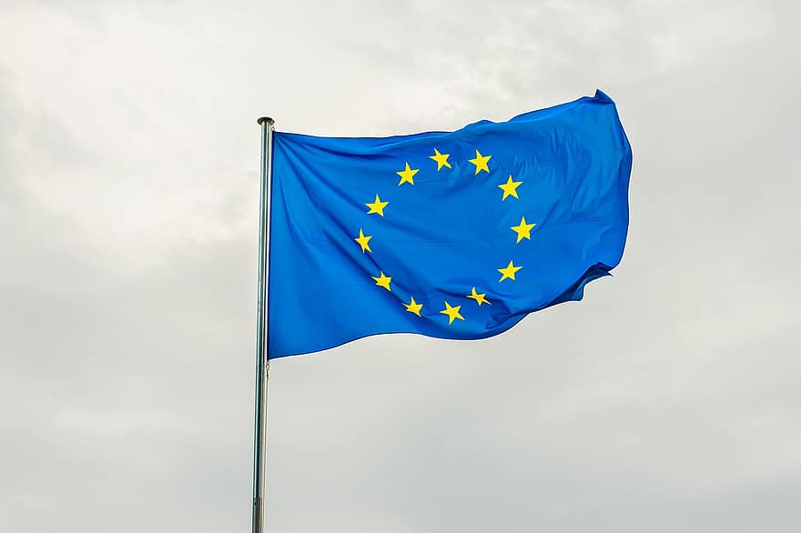 EU、EU旗、欧州連合、青、シンボル、愛国心、星型、日、結束、符号、ドム